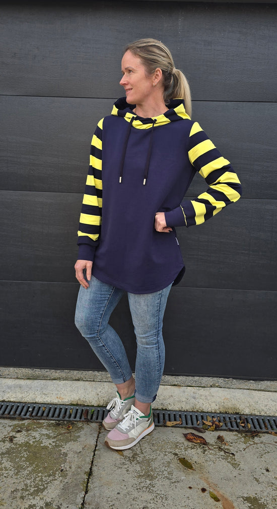 Harper hoodie - Navy/Lemon Pre-order