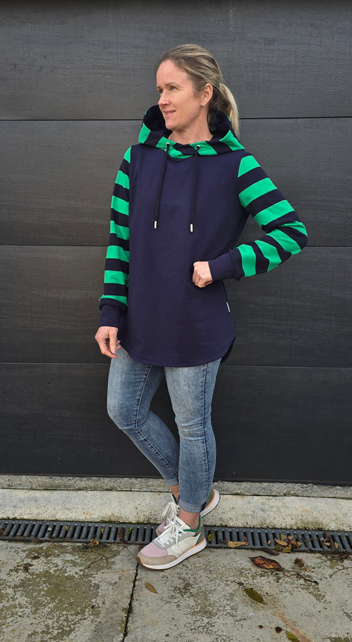 Harper hoodie - Navy/Green