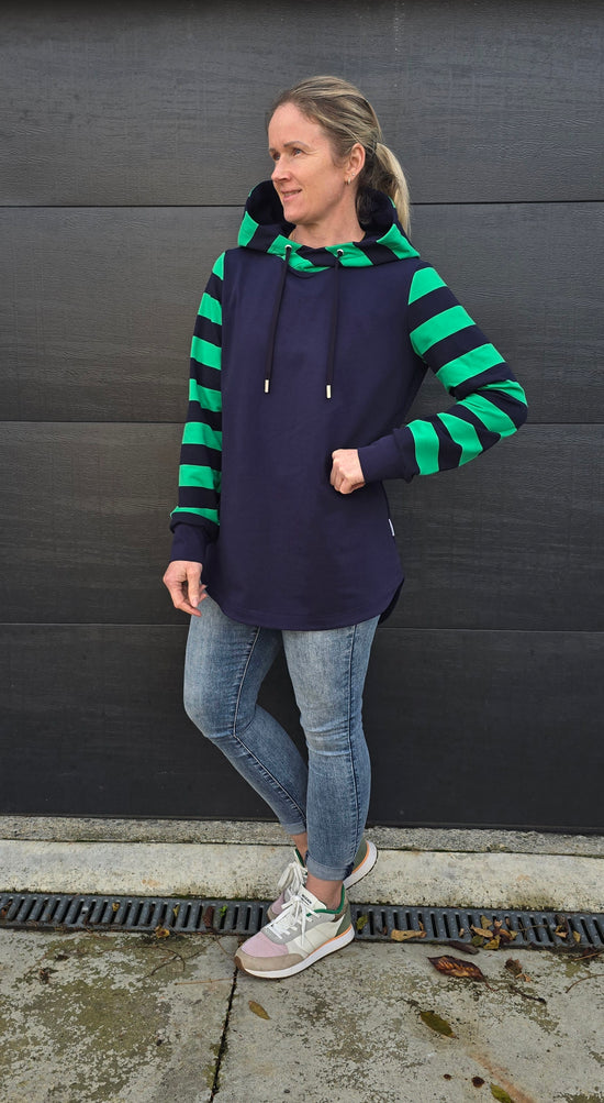 Harper hoodie - Navy/Green Pre-order