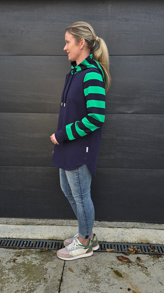 Harper hoodie - Navy/Green Pre-order