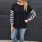 Taylor Top - Black/stripe sleeve/floral