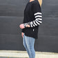 Taylor Top - Black/stripe sleeve/floral