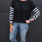 Taylor Top - Black/stripe sleeve/floral