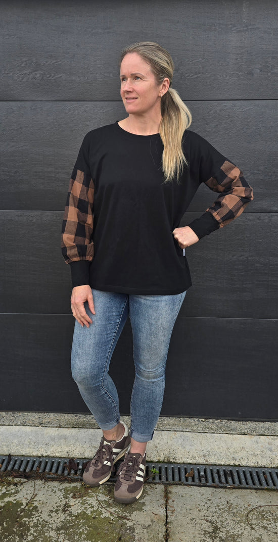 Taylor Top - black/ nutmeg check