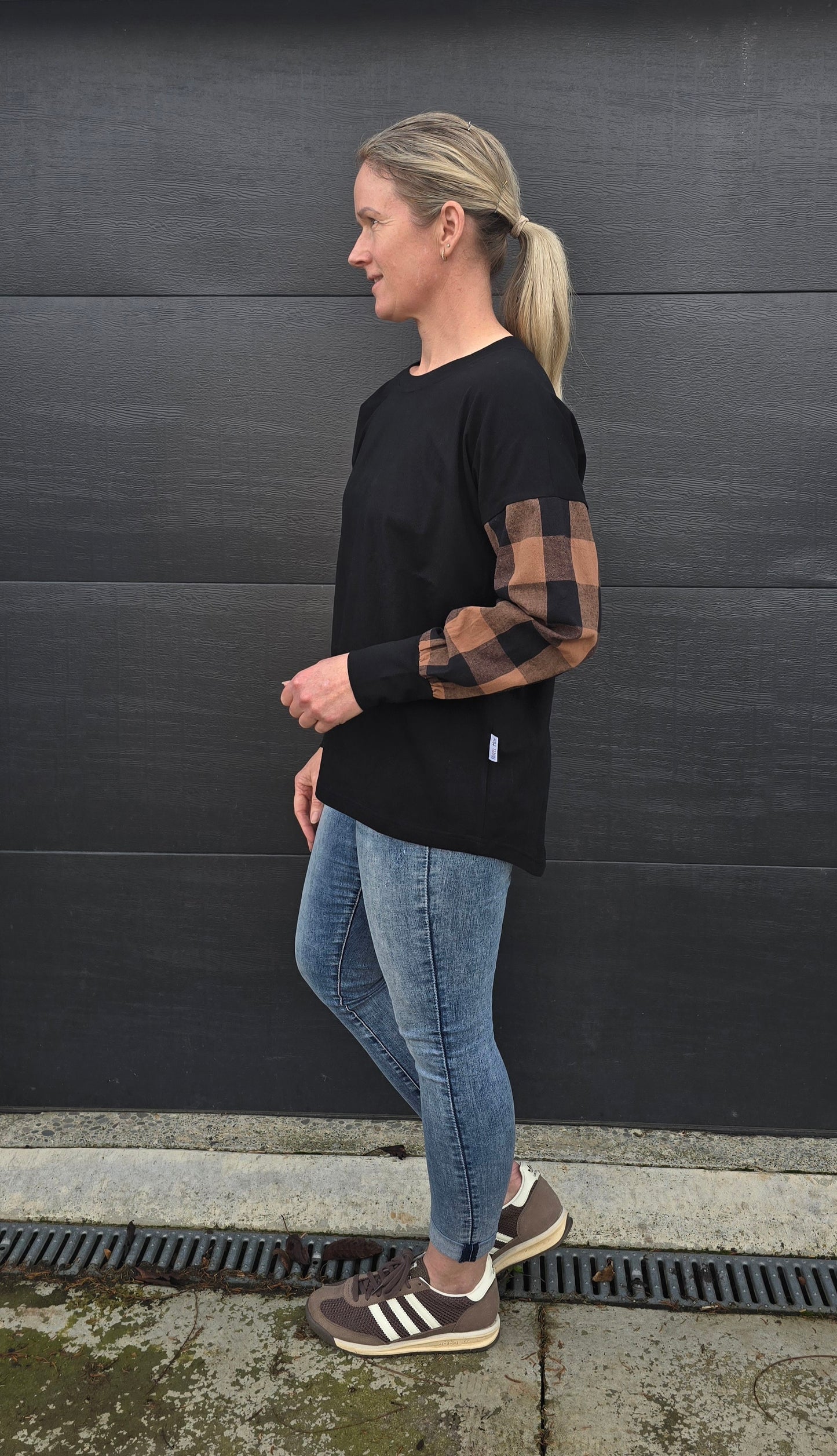 Taylor Top - black/ nutmeg check