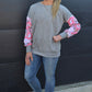 Riley sweat - Grey/ pink floral