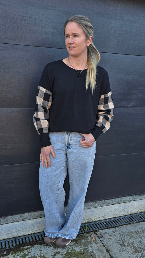 Taylor Top - black/beige check