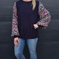 Lisa top - navy/dainty floral