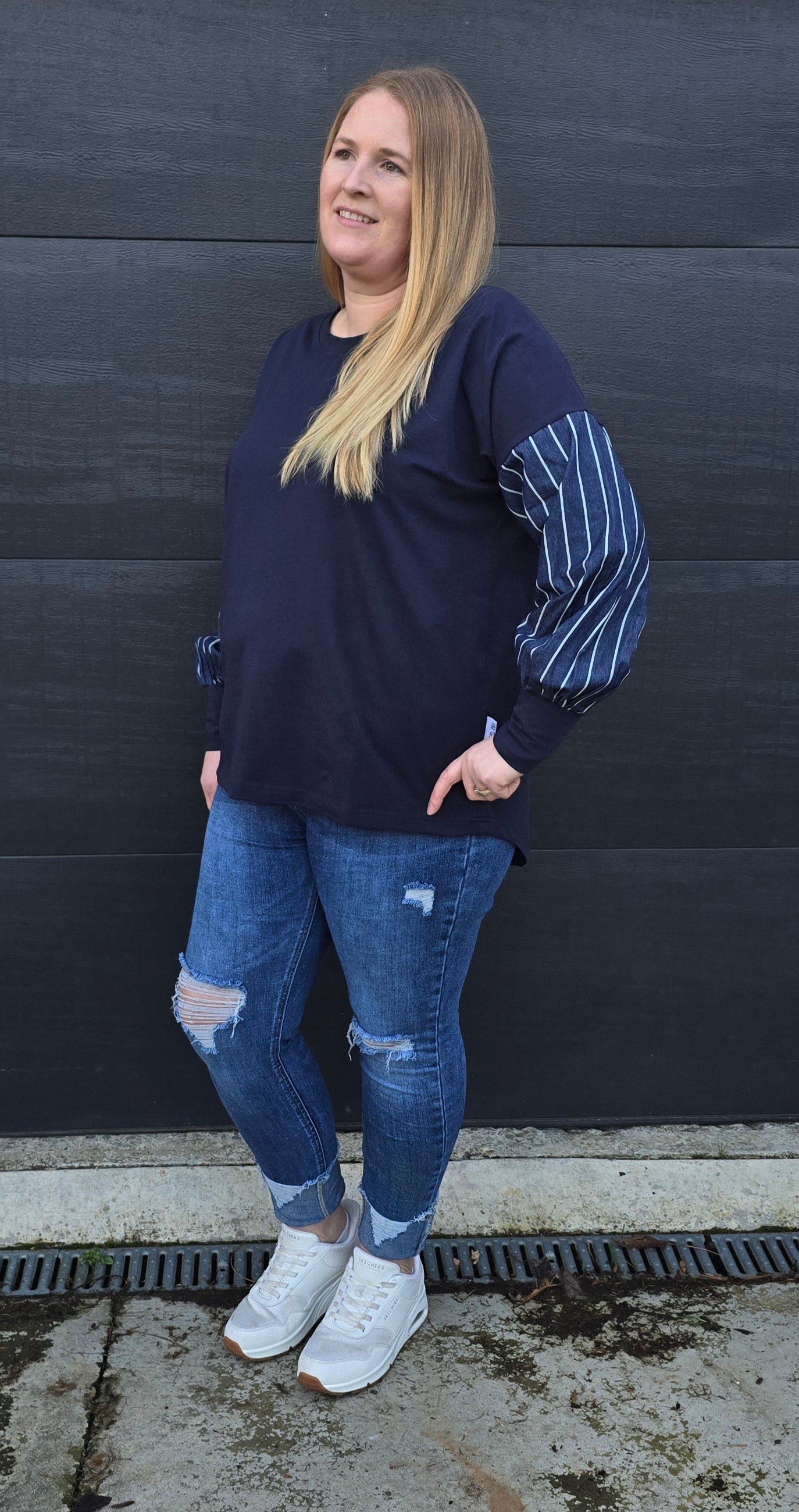 Taylor Top - Navy/ denim stripe