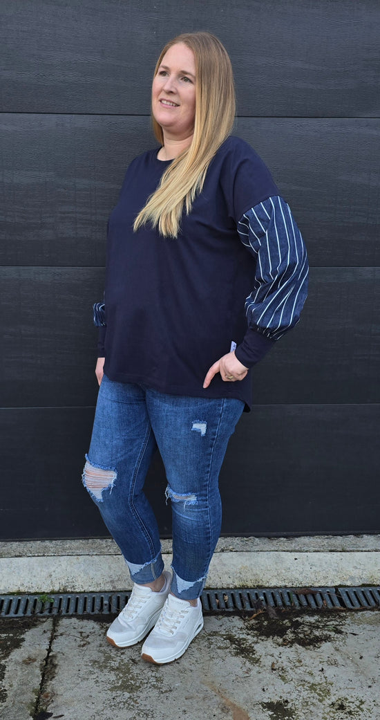 Taylor Top - Navy/ denim stripe