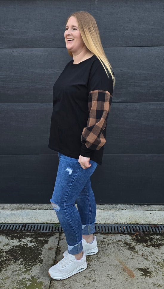 Taylor Top - black/ nutmeg check