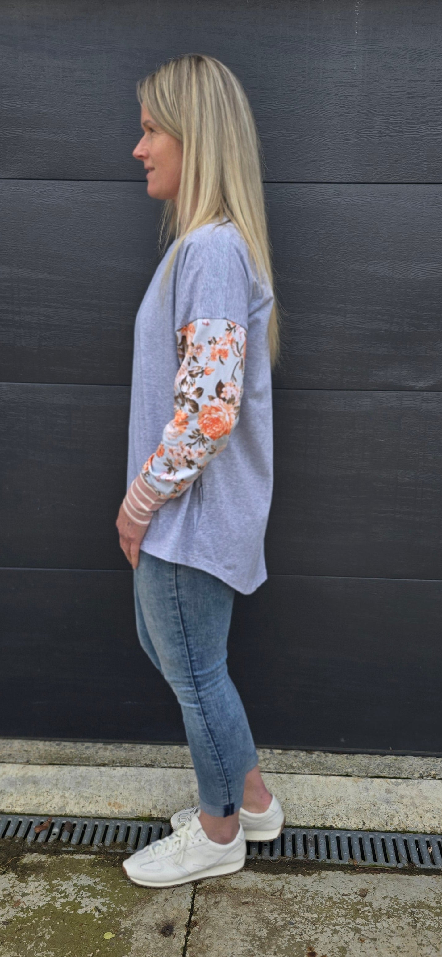 Taylor Top - Grey Marle/vintage floral