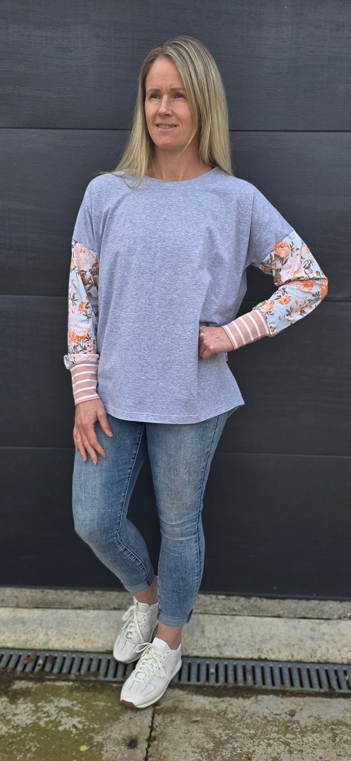 Taylor Top - Grey Marle/vintage floral