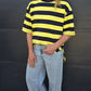 Weekender short sleeve sweat- Navy & lemon stripe