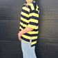 Weekender short sleeve sweat- Navy & lemon stripe