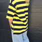 Weekender short sleeve sweat- Navy & lemon stripe