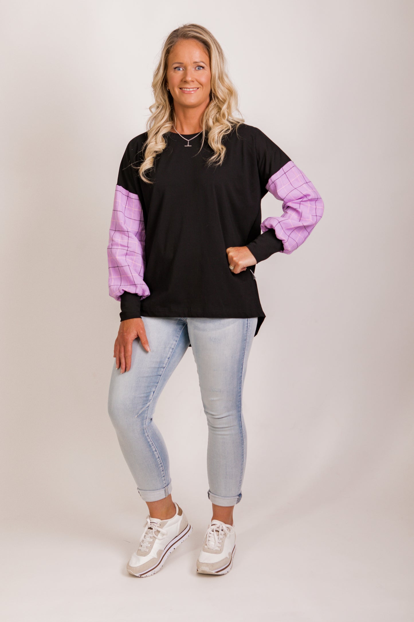 Taylor Top - lilac/pink/ black check