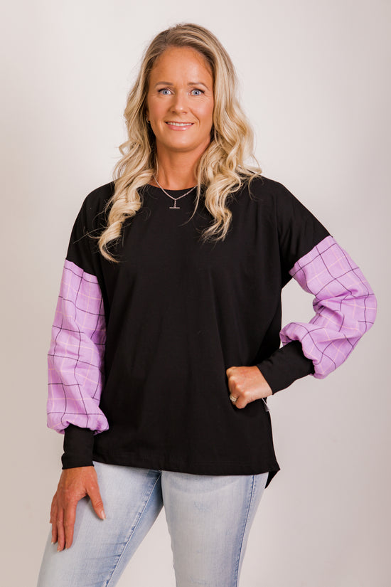 Taylor Top - lilac/pink/ black check