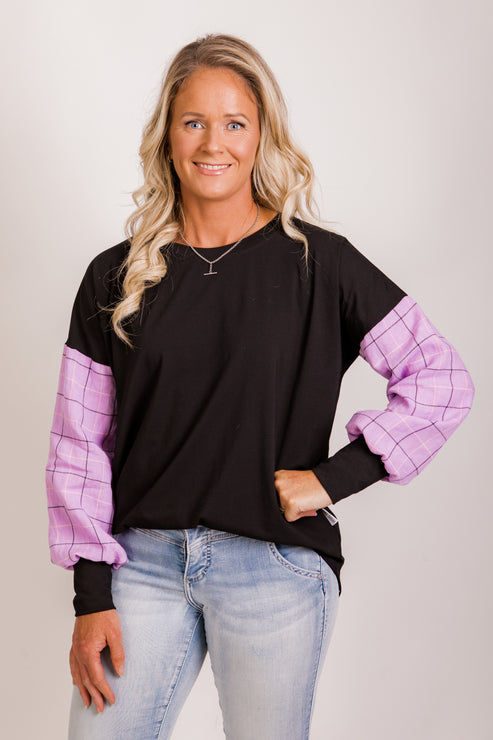 Taylor Top - lilac/pink/ black check