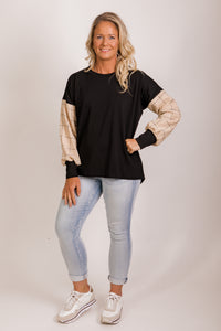 Taylor Top - beige/pink/ black check