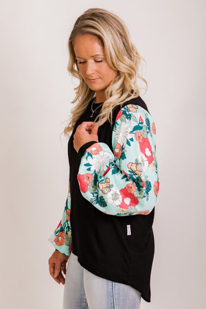 Lisa top - Black/mint floral