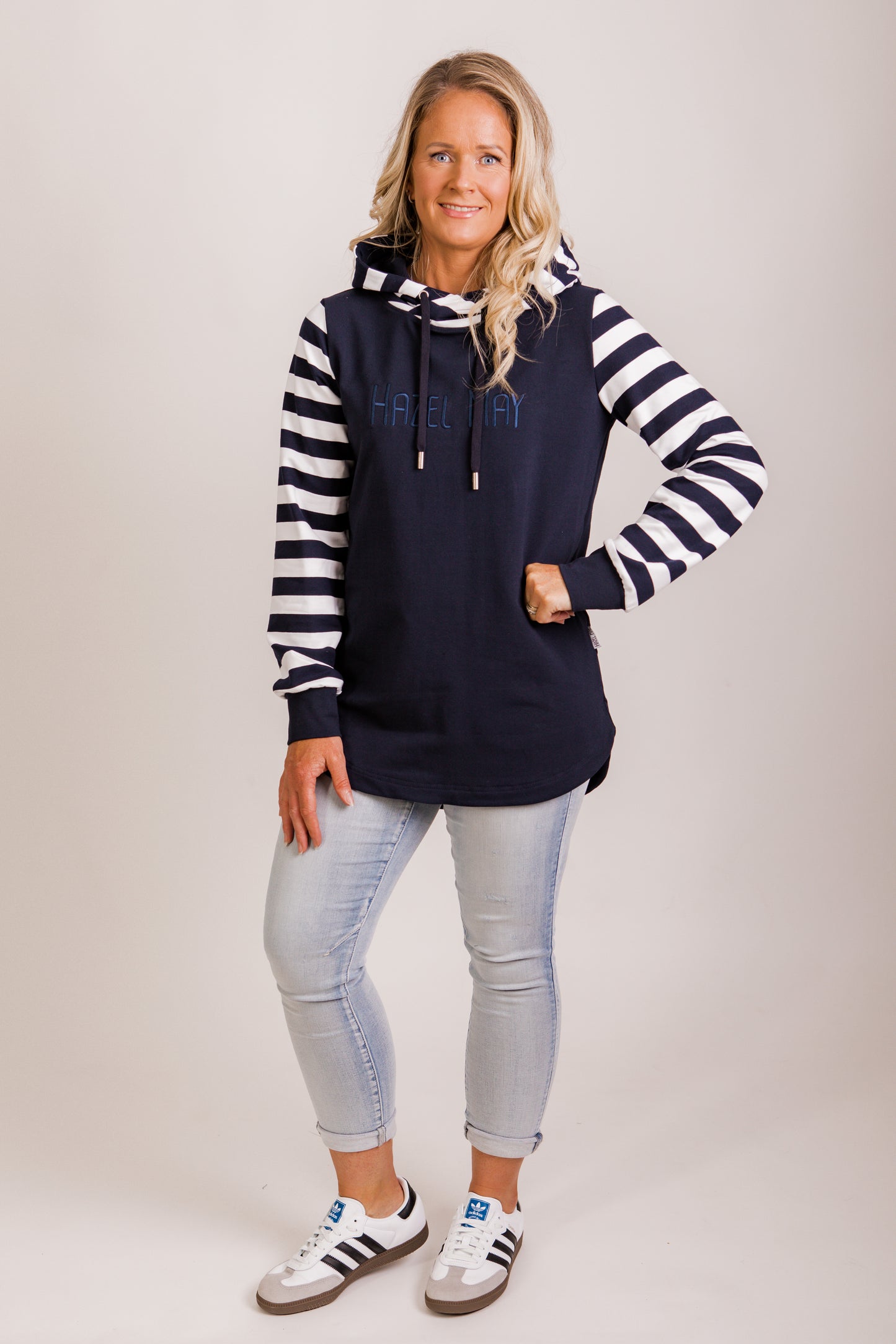 Harper hoodie - Navy/white