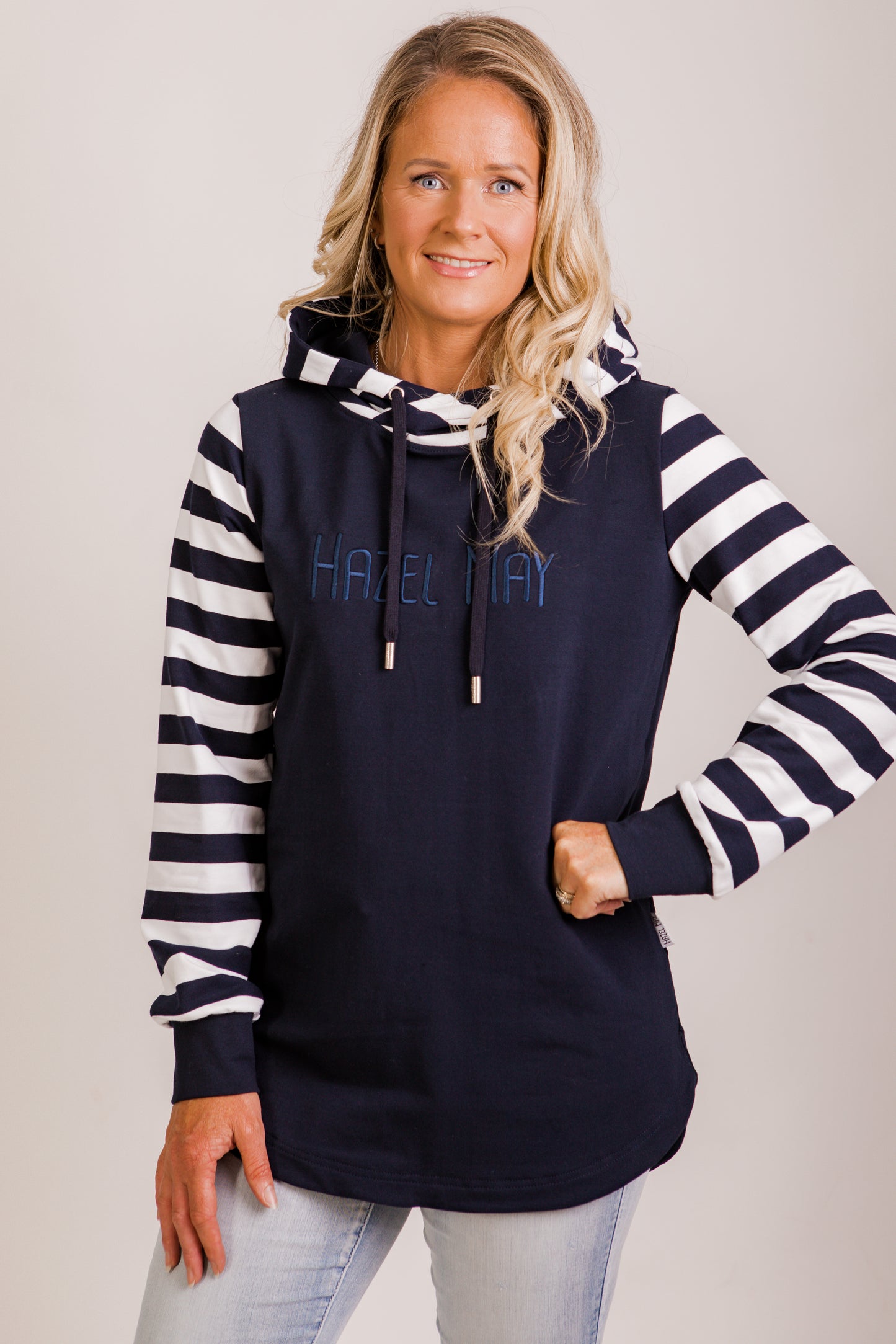 Harper hoodie - Navy/white