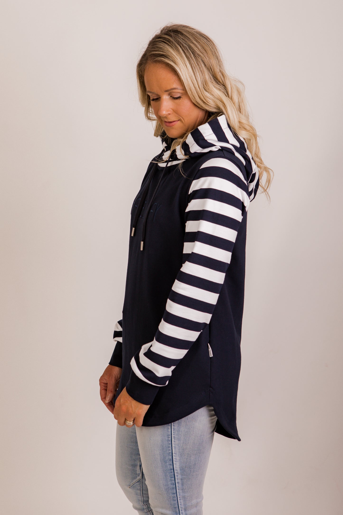 Harper hoodie - Navy/white