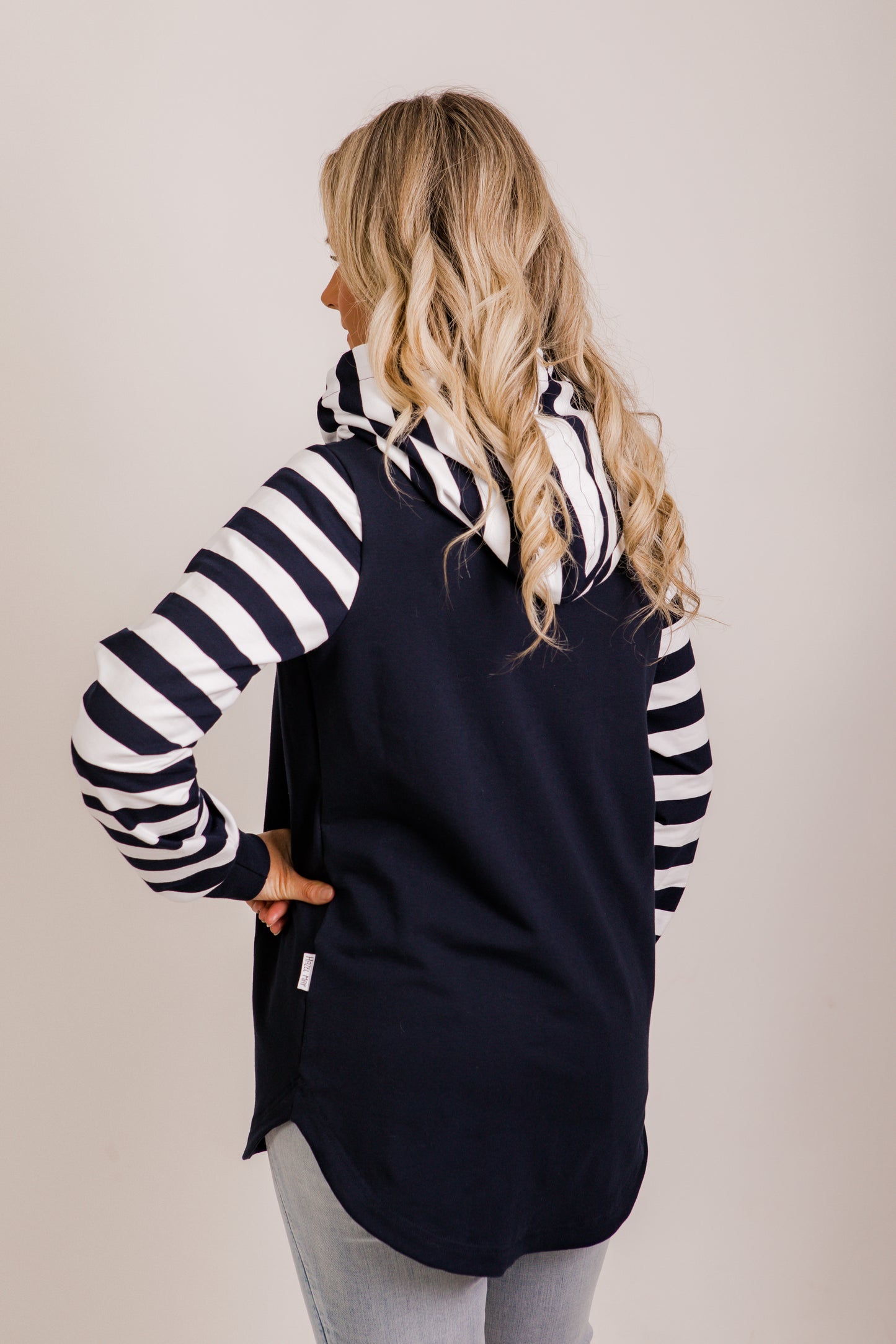 Harper hoodie - Navy/white