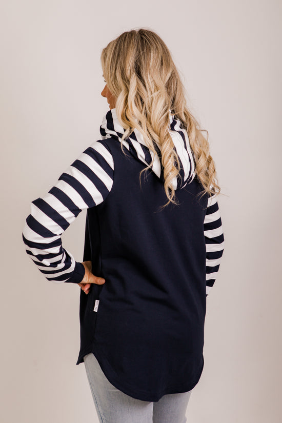 Harper hoodie - Navy/white