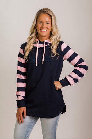 Harper hoodie - Navy/pink