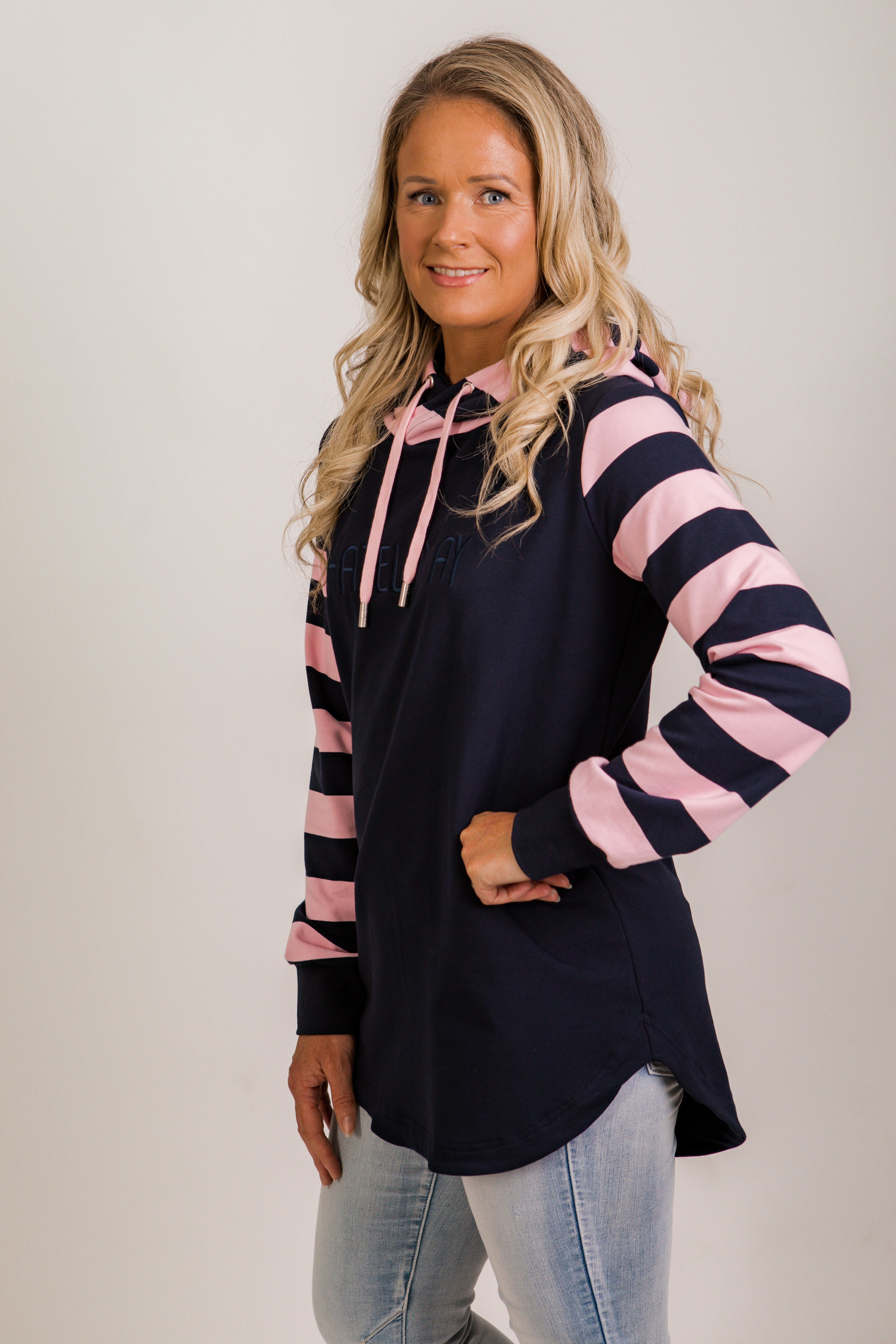 Harper hoodie - Navy/pink