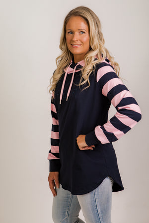 Harper hoodie - Navy/pink