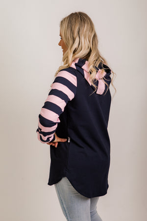 Harper hoodie - Navy/pink