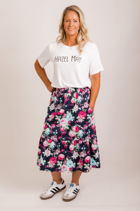Harriet skirt - knit navy floral