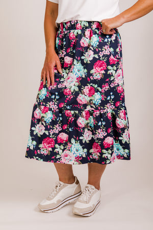 Harriet skirt - knit navy floral