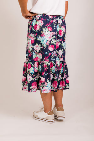 Harriet skirt - knit navy floral