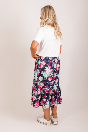 Harriet skirt - knit navy floral
