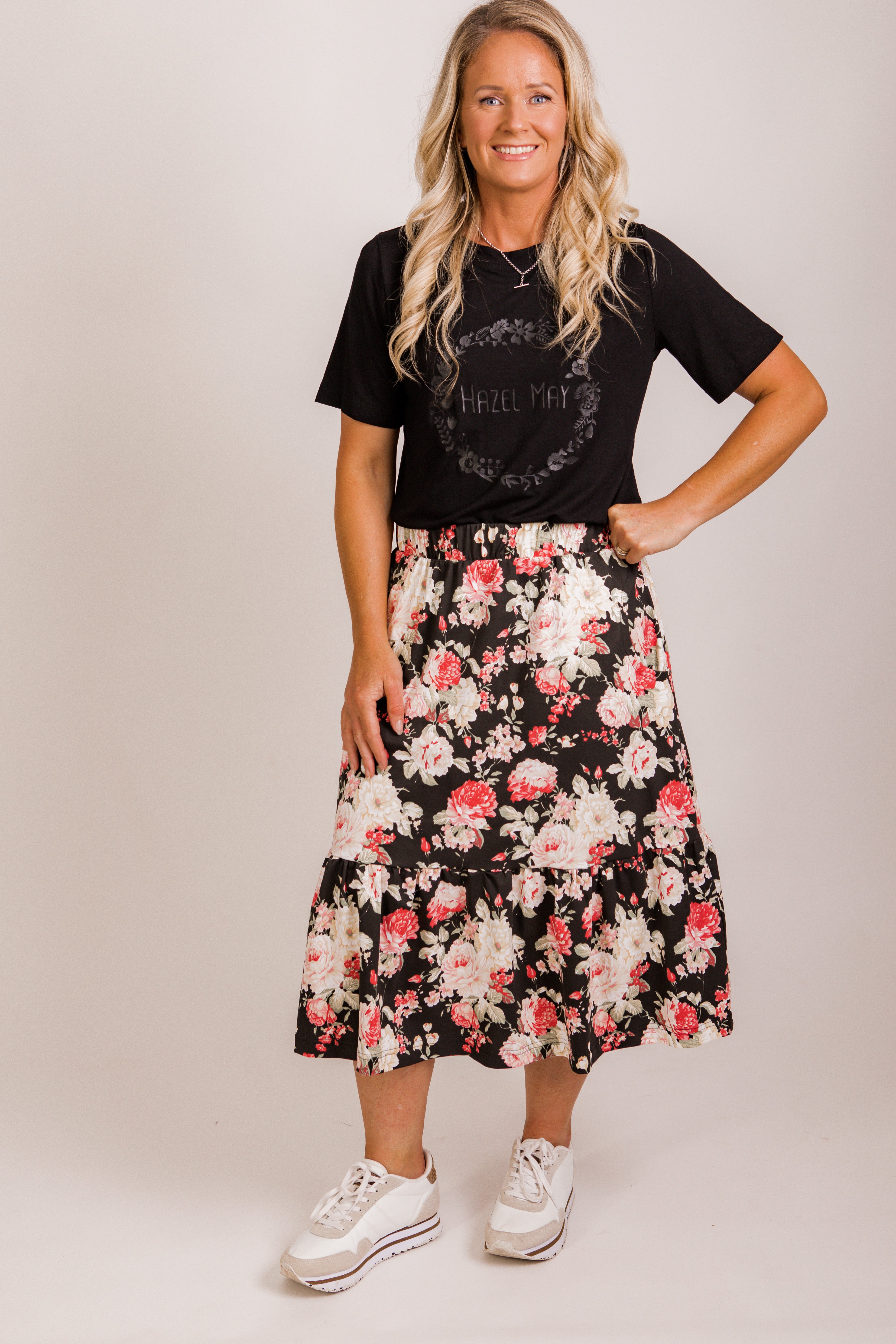 Harriet skirt - knit black floral