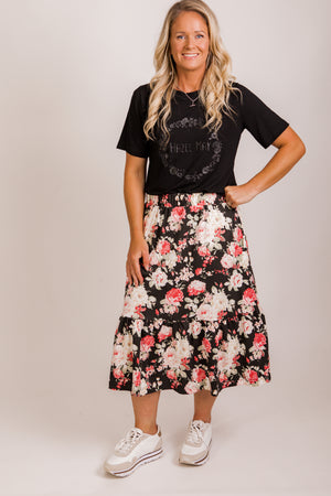 Harriet skirt - knit black floral