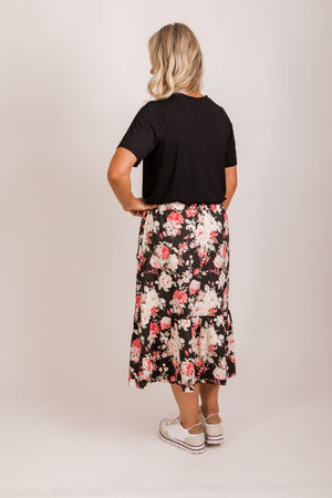 Harriet skirt - knit black floral