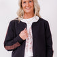Short curve neck cardi - Blk/choc