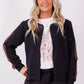 Short curve neck cardi - Blk/choc