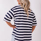 Weekender short sleeve sweat- Navy & white stripe