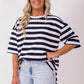Weekender short sleeve sweat- Navy & white stripe