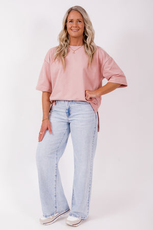 Weekender short sleeve sweat- Blush