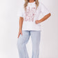 Boxy Tee - White/Chocolate line floral