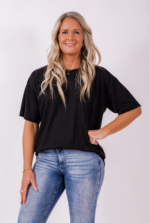 Boxy Tee - merino blk