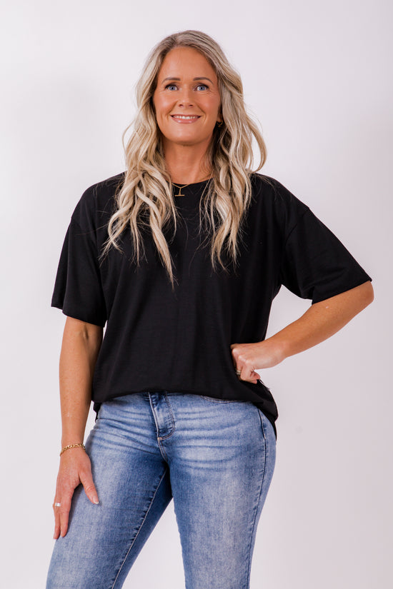 Boxy Tee - merino blk