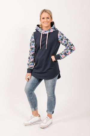 Harper hoodie - Navy and Navy Floral